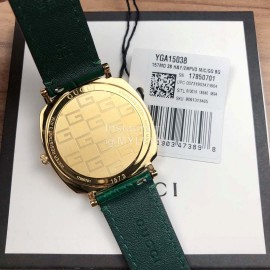 Gucci Arcuate Square Case Green Strap Watch For Men And Women