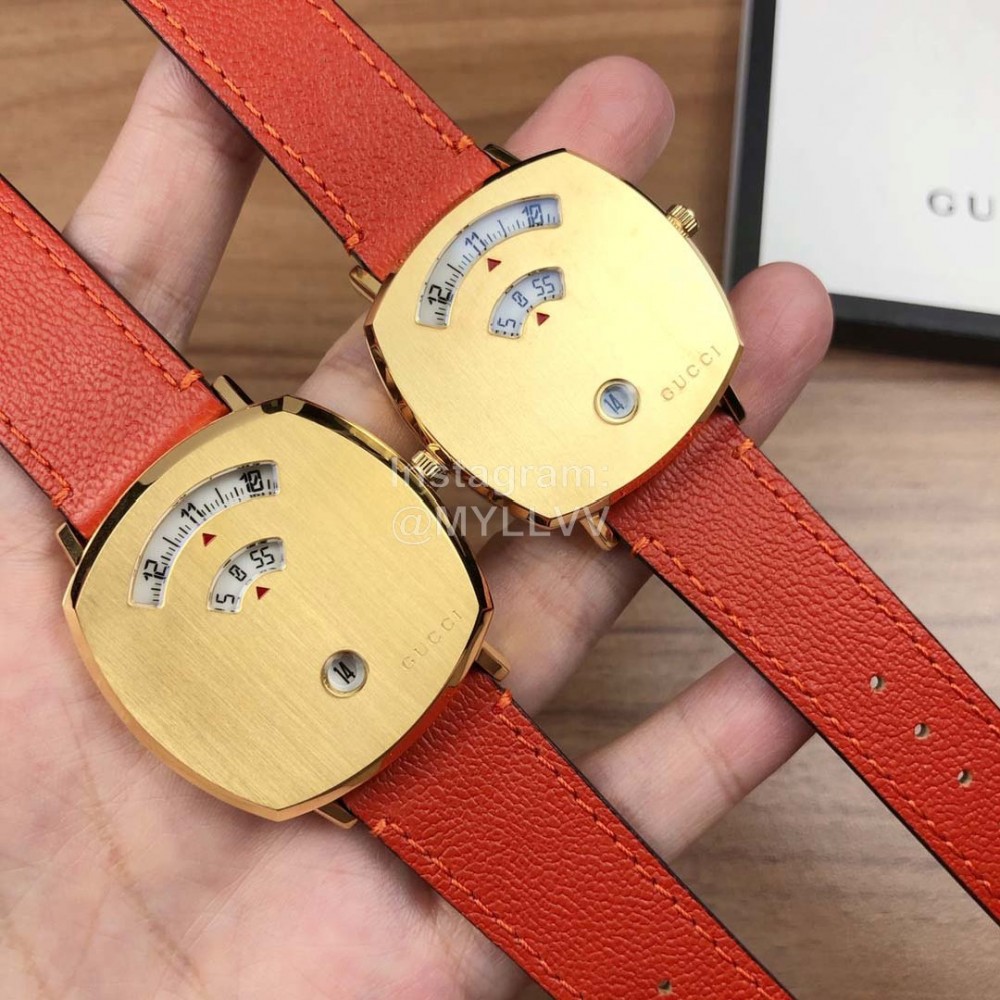 Gucci Arcuate Square Case Red Strap Watch For Men And Women