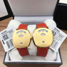 Gucci Arcuate Square Case Red Strap Watch For Men And Women