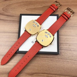 Gucci Arcuate Square Case Red Strap Watch For Men And Women