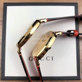 Gucci Arcuate Square Case Red Strap Watch For Men And Women