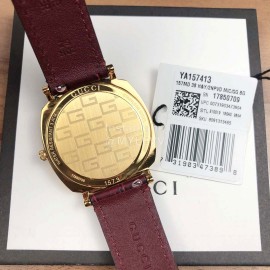 Gucci Arcuate Square Case Wine Red Strap Watch For Men And Women