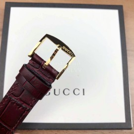 Gucci Arcuate Square Case Wine Red Strap Watch For Men And Women