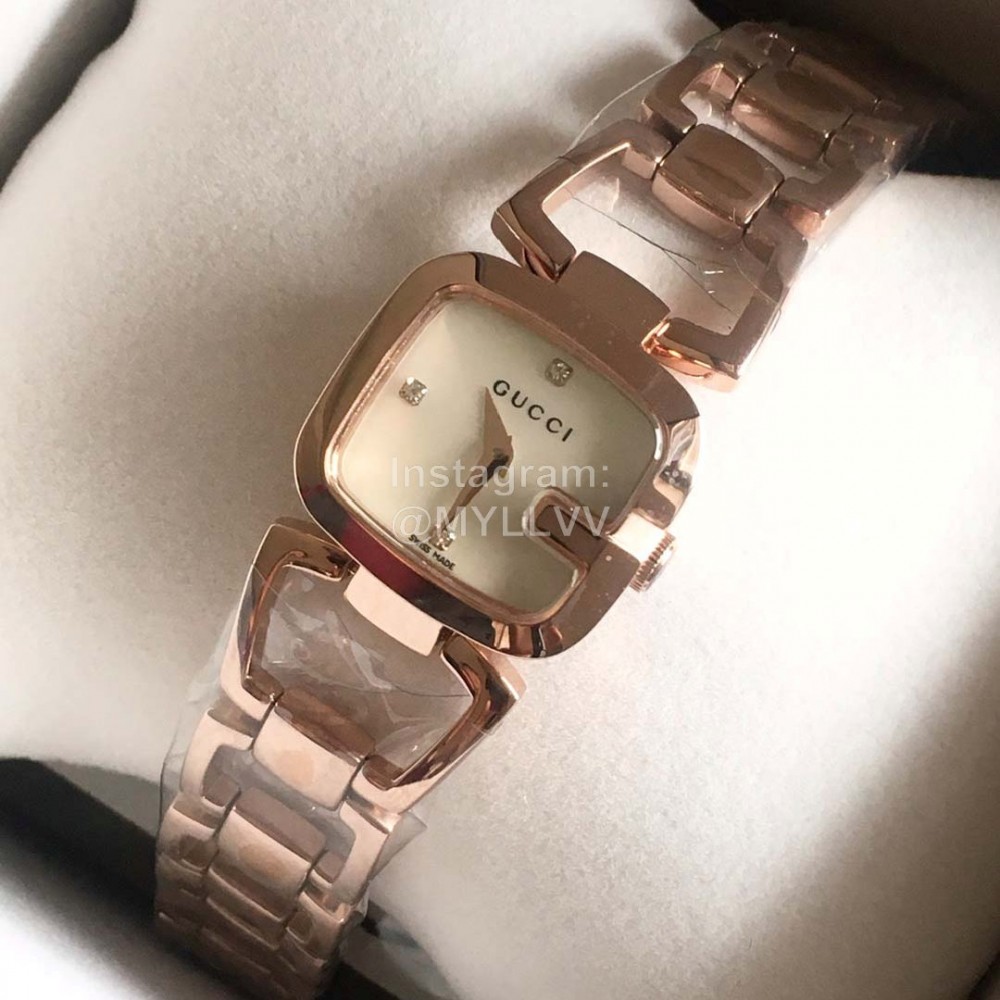Gucci Original Fashion Hollow Strap White Dial Watch Rose Gold