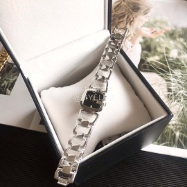 Gucci Original Fashion Hollow Strap Black Dial Watch Silver