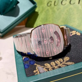 Gucci Steel Strap Luminous Watch For Men And Women Pink