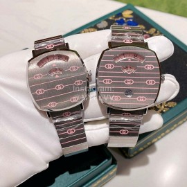Gucci Steel Strap Luminous Watch For Men And Women Pink