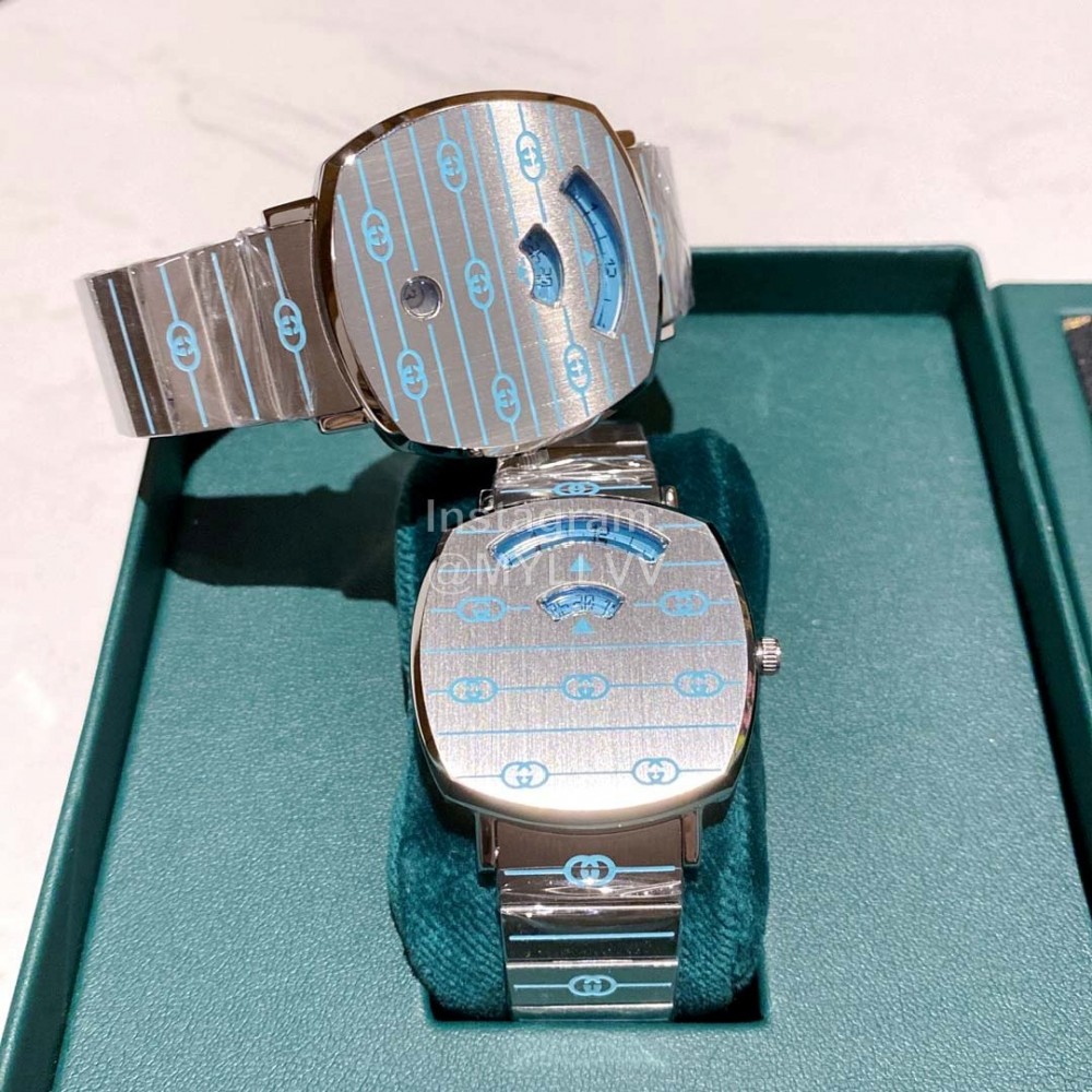 Gucci Steel Strap Luminous Watch For Men And Women Blue