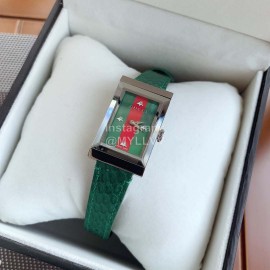 Gucci Frame Square Dial Leather Strap Watch Green