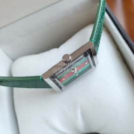 Gucci Frame Square Dial Leather Strap Watch Green