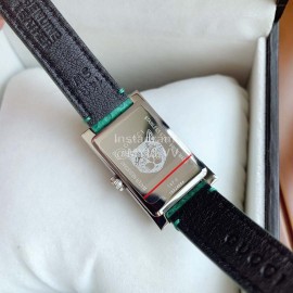 Gucci Frame Square Dial Leather Strap Watch Green