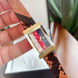 Gucci Frame Square Dial Leather Strap Watch Brown