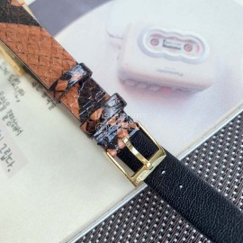 Gucci Frame Square Dial Leather Strap Watch Brown