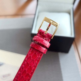 Gucci Frame Square Dial Leather Strap Watch Red