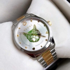 Gucci Cat Pattern 316 Fine Steel Strap Watch