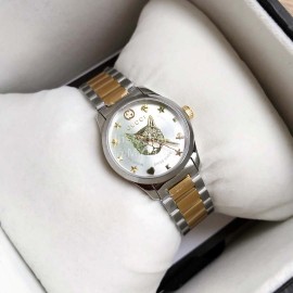 Gucci Cat Pattern 316 Fine Steel Strap Watch
