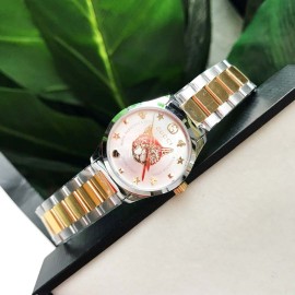 Gucci Cat Pattern 316 Fine Steel Strap Watch