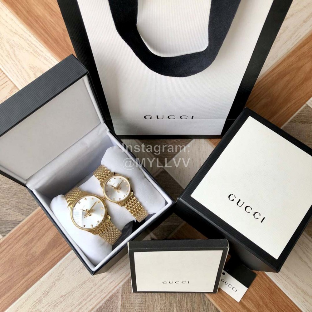 Gucci Bee Pattern Pointer Quartz Watch Gold