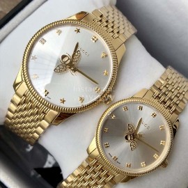 Gucci Bee Pattern Pointer Quartz Watch Gold