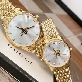 Gucci Bee Pattern Pointer Quartz Watch Gold