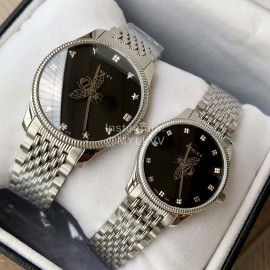 Gucci Bee Pattern Pointer Quartz Watch Silver