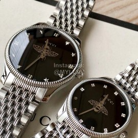 Gucci Bee Pattern Pointer Quartz Watch Silver