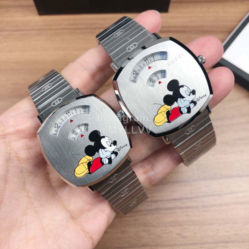 Gucci Grip Series Mickey Pattern Watch Silver