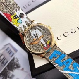 Gucci G-Timeless Series Fashion Donald Duck Print Watch