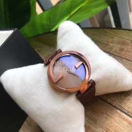 Gucci Leather Strap Sapphire Glass Watch