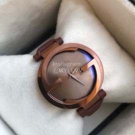 Gucci Leather Strap Sapphire Glass Watch