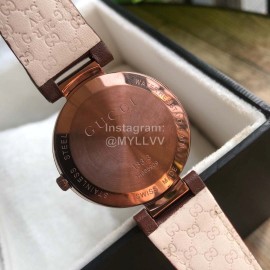Gucci Leather Strap Sapphire Glass Watch