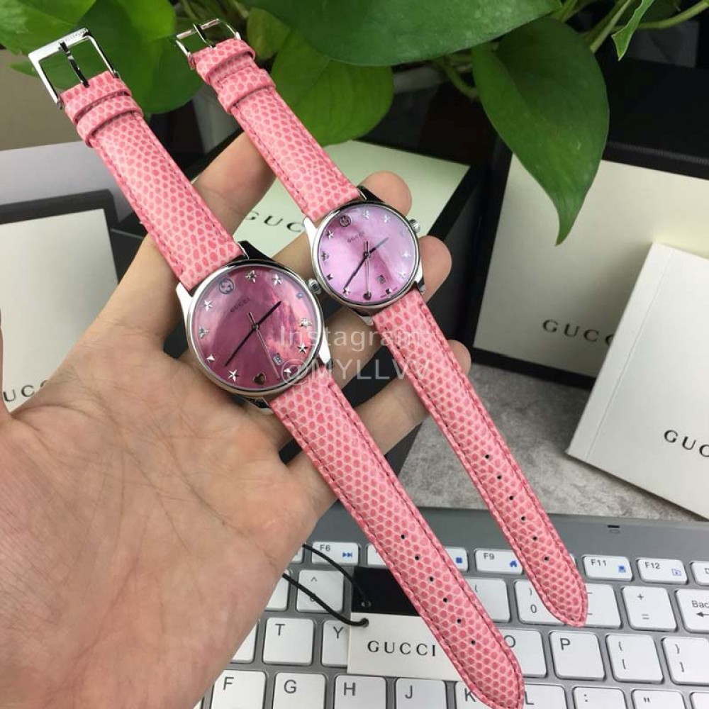 Gucci Stainless Steel Thin Case Quartz Watch For Women Pink