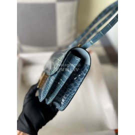 Hermes Constance 18cm Epsom Leather Crossbody Bag Denim Blue