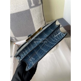 Hermes Constance 18cm Epsom Leather Crossbody Bag Denim Blue