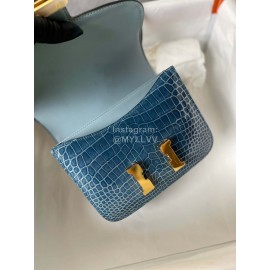 Hermes Constance 18cm Epsom Leather Crossbody Bag Denim Blue