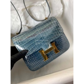 Hermes Constance 18cm Epsom Leather Crossbody Bag Denim Blue