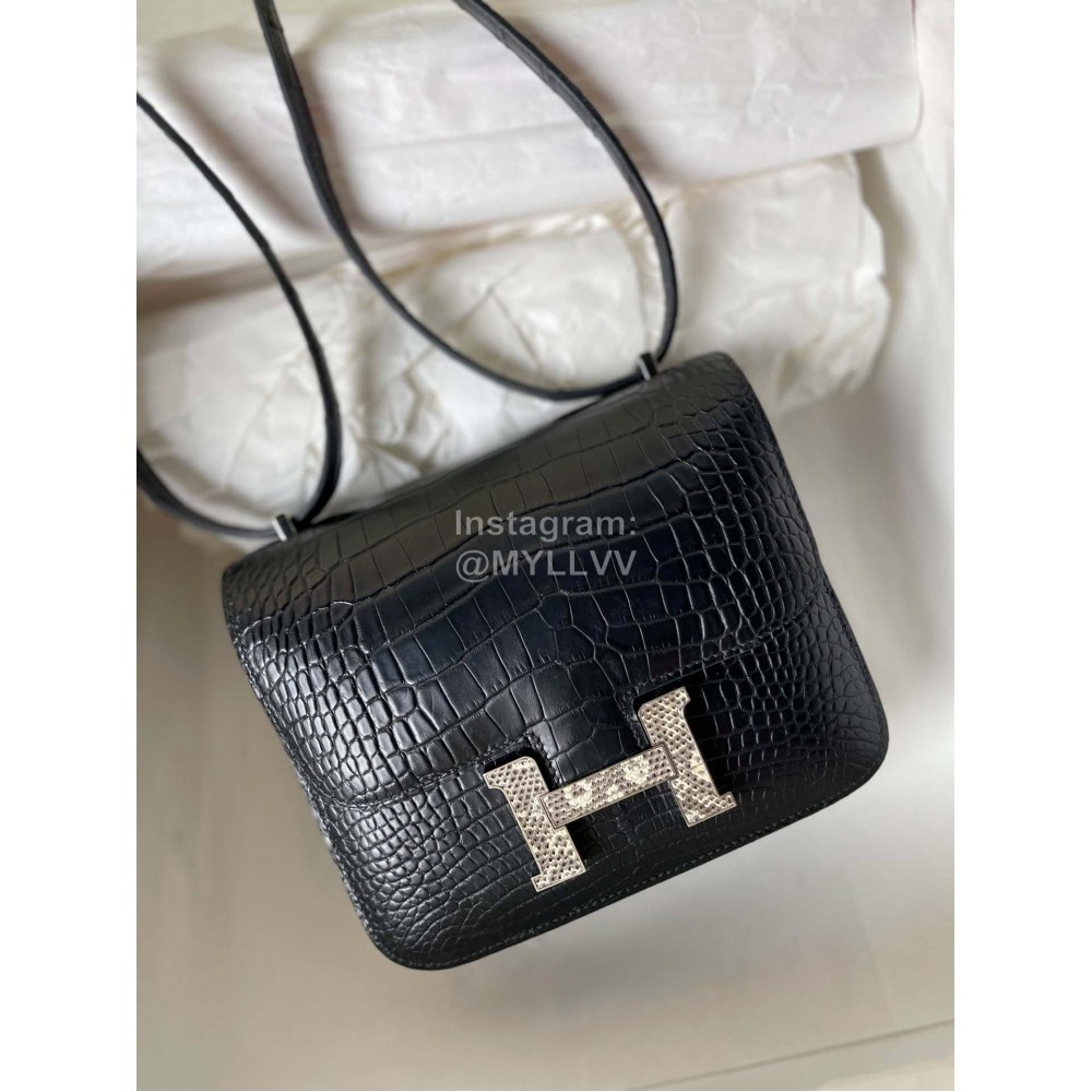 Hermes Constance 18cm Epsom Leather Black Crossbody Bag