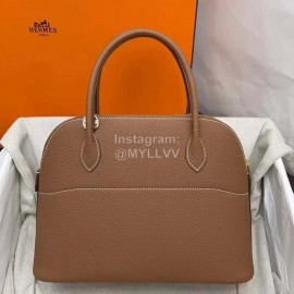 Hermes Bolide Epsom Leather Handbag Brown