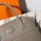 Hermes Bolide Clemence Leather Handbag Gray