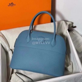 Hermes Bolide Epsom Leather Handbag Blue