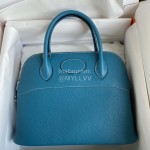 Hermes Bolide Tc Leather Handbag Blue