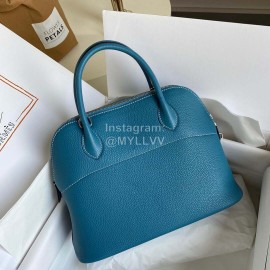 Hermes Bolide Tc Leather Handbag Blue