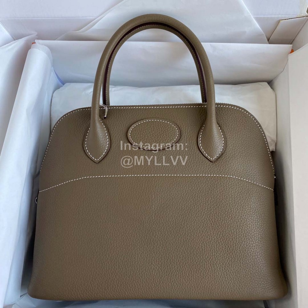 Hermes Bolide Tc Leather Handbag Gray