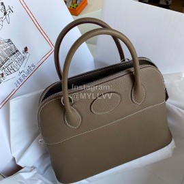 Hermes Bolide Tc Leather Handbag Gray