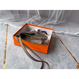 Hermes Clic Leather Silver Buckle Square Crossbody Flap Bag Gray