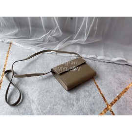 Hermes Clic Leather Silver Buckle Square Crossbody Flap Bag Gray