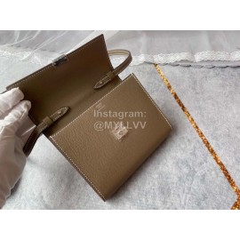 Hermes Clic Leather Silver Buckle Square Crossbody Flap Bag Gray