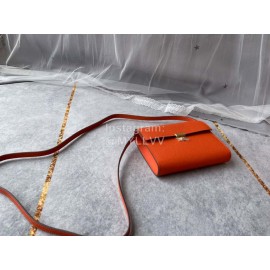 Hermes Clic Leather Gold Buckle Square Crossbody Flap Bag Orange