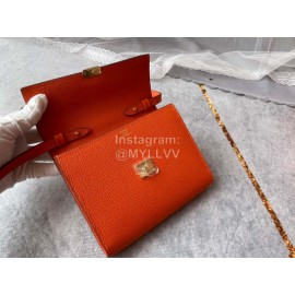 Hermes Clic Leather Gold Buckle Square Crossbody Flap Bag Orange
