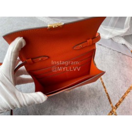 Hermes Clic Leather Gold Buckle Square Crossbody Flap Bag Orange
